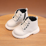 Autumn Winter Boots for Kids Leather Shoes Thicken Warm Girl Snow Cotton Boy Sneakers Mart Lion CN 21 insole 13cm STP070 White Thin 
