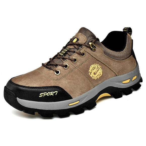 Leather Hiking Shoes Autumn Wear-resistant Outdoor Sport Men's Lace-Up Climbing Trekking Hunting Sneakers Mart Lion   