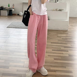 Pink Women Jeans Loose Colorful Wide Leg Brown High Waist Straight Pants Women's Casual Denim Femme Trousers Mart Lion Pink XS 