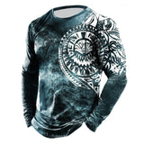 Men's 3D Printed Cotton Faux Sweatshirt T-Shirt Long Sleeve O Neck Loose Autumn Top Vintage Clothes Mart Lion CXRace-07 S 