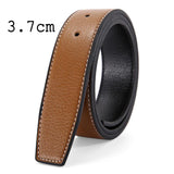3.3cm 3.7cm Smooth Buckle belt without Buckle Real Genuine Leather Belt Body No Buckle Cowskin Belts Black Brown Blue White Red Mart Lion 3.7cm Brown China 105cm