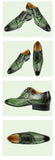 Mens Green Oxford Dress Shoes men dress shoe vestidos Side Buckle Leather Wingtip Lace Up office business wedding Husband gift  MartLion