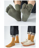 Veridical 5 Pairs/Lot Cotton Five Finger Socks For Men's Solid Breathable Harajuku Socks With Toes Mart Lion - Mart Lion