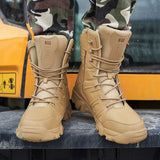 Men's Ankle Boots Lightweight Tactical Military Special Force Waterproof Leather Desert Work Shoes Combat Army Mart Lion   