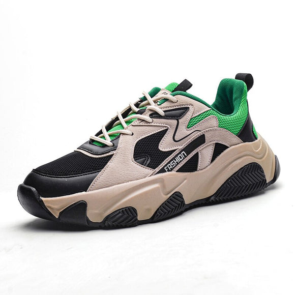 Men's Casual Sneakers Thick Bottom Sports Outdoor Running Shoes Tennis Non-slip Platform Breathable Walking Mart Lion Green 39 