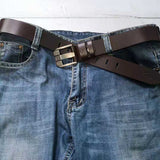Luxury Designer Belts for Men's Vintage Spilt Genuine Leather Pin Buckle Waist Strap Belt for Jeans Mart Lion   