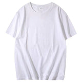 100% Cotton T Shirt Women Summer Loose Basic Tees Casual Soild Tshirt Female Korean Tops Y2k Clothes Mart Lion White S(40-50KG) 