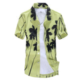 Aloha Hawaiian Shirt Men's Clothes Summer Camisa Havaiana Coconut Tree Printed Short Sleeve Men's Beach Wear Mart Lion 22 yellow Asian 2XL for 80KG 