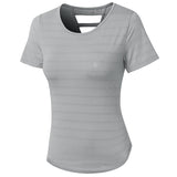 Gym Top Women Quick Dry Shirts Short sleeve Outdoor Running Sport Shirt Fitness Clothing Women Top Mart Lion Gray S 