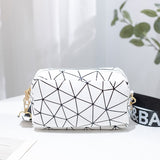 Women Bags Rhombus Ribbon Camera Small Square Bag Casual Mobile Phone Bag Small Mart Lion White  