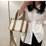  Casual Striped Canvas Large Tote Bag Designer Women Handbags Luxury Shoulder Crossbody Big Shopper Purse Travel Sac Ol Mart Lion - Mart Lion