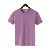 100% Cotton T Shirt Women Summer Casual Basic Loose Tshirt Korean Oversized Solid Tees Chic O Neck Female Tops Mart Lion Purple S 