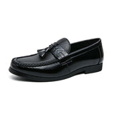 Casual Men's Leather Shoes Tassel Loafers Luxury Flats Sneakers Dress Mart Lion Black 38 