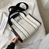 Casual Striped Canvas Large Tote Bag Designer Women Handbags Luxury Shoulder Crossbody Big Shopper Purse Travel Sac Ol Mart Lion BlackA S China 
