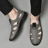Summer Sandals Men Leather Classic Sandals Soft Slipper Outdoor Beach Shoes Breathable Leather Shoes Mart Lion   