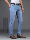 Top Classic Style Men Summer Jeans Casual Light Blue Stretch Cotton Denim Trousers Mart Lion   