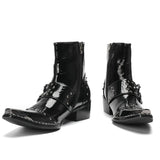 autumn Wedding Men Boots High-heeled Lace up Stage Show Cowhide Luxury Nightclub Party Mart Lion   