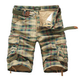 Summer Plaid Multi-Pocket Cargo Shorts Pure Cotton Straight Leg Loose Men's Shorts Breathable Classic Shorts Mart Lion Army Yellow 29 China