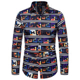 Shirts Men's Dress Casual Abstract Spider Web Print Long Sleeve Camisa Social Gradient Elasticity Mart Lion YS058 S 