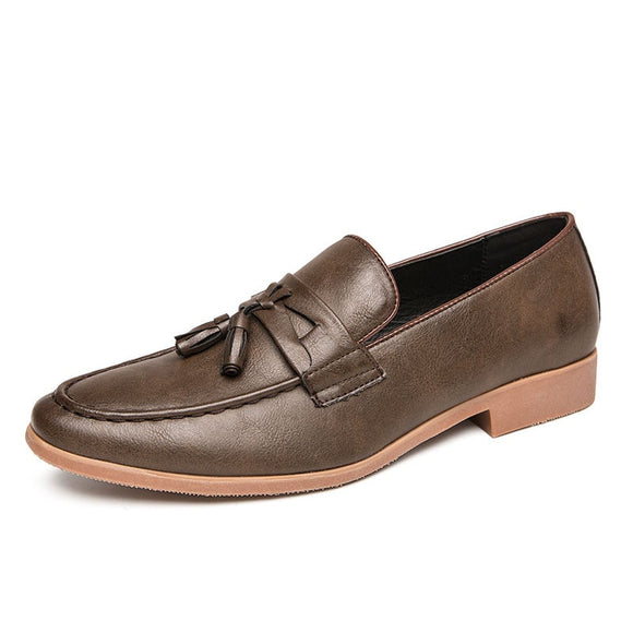 Tassels Men's Loafers Casual Dress Shoes Microfiber Leather Formal Footwear Mart Lion Auburn 38 