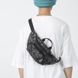 Men's Waist Bag Casual Canvas Boy Fanny Pack Male Leisure Chest Bags Trendy Shoulder Chest Phone Purse Mart Lion   