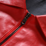 Men's Leather Jackets Steampunk Vintage Red Black Zipper Pu Leather Outerwear Motorcycle Windbreaker for Bomber Coats Mart Lion   