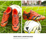 Orange Printed Kid Indoor Soccer Shoes Cleats Turf Football  Boots Boy Green Long Spike Men's Football Training Children Mart Lion   