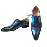 Dress wedding shoes men's Vintage Classic gentleman Breathable Blue black Work Formal wear Social zapato Mart Lion Blueblack 39 