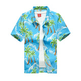 Men's Short Sleeve Hawaiian Shirt Colorful Print Casual Beach Hawaiian Shirt Mart Lion 76 Coconut tree gree Asian size 2XL 