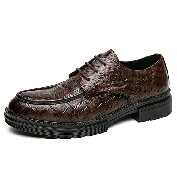 Business Men's Dress Shoes Plaid Split Leather Oxfords British Lace Up Formal Footwear Mart Lion Brown 38 