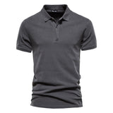 100% Cotton Solid Color Men's Polo Shirts Casual Short Sleeve Turndown Streetwear Mart Lion   