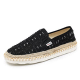 Summer Men's Canvas Shoes Breathable Casual Slip On Hemp Graffiti Espadrilles Women Footwear Flats Mart Lion 895-black 38 