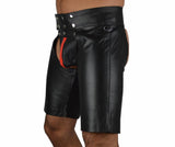 Lingerie Gay Men's Faux Leather Lace Up Pants Black Men's Latex PVC Bondage Open Cortch Shorts Gothic Fetish Mart Lion Back hollow 1 M 