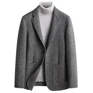 Handmade Double-Sided Wool Men's Suit Herringbone Wool Suit Casual Suit Coat Mart Lion   