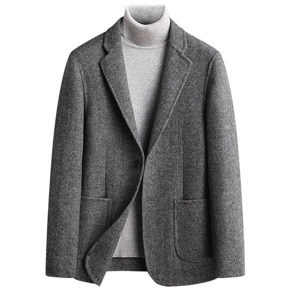  Handmade Double-Sided Wool Men's Suit Herringbone Wool Suit Casual Suit Coat Mart Lion - Mart Lion