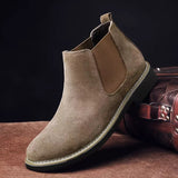 Autumn Winter Chelsea Boots Men's British Style Suede Leather Shoes Slip on Casual Ankle masculina Mart Lion C510 Kaqi 38 