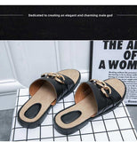 New Sandals Men Shoes PU Solid Color Fashion Casual Beach Pool Daily Classic One Word Open Toe Metal Chain Flat Slippers CP171 - MartLion