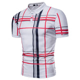 Men's Plaid Polo Shirt Summer Luxury Breathable Classic Casual Tops Short Sleeves Tee Shirt Brands Jerseys Camisa Masculina Mart Lion White M 