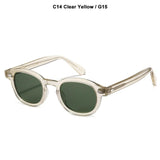 Lemtosh Style Polarized Sunglasses For Men's Vintage Classic Round Mart Lion C14 Yellow G15 Size L 49mm 