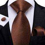 DiBanGu Pink Solid Silk Ties for Men's Pocket Square Cufflinks  Accessories 8cm Necktie Set Mart Lion N-7821  