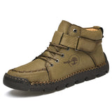 Genuine Leather Men Ankle Boots Platform Walking Design Soft Leather Office Boots Sneakers Mart Lion Khaki 39 