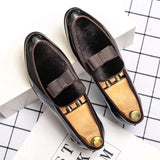 Solid Color Loafers Men Shoes Casual Party Daily Classic Slip-on Mask PU Stitching Faux Suede Bow Dress Mart Lion   