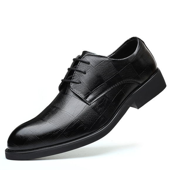Men Dress Shoes Lace-Up Leather Men's Casual Derby Office Flats Wedding Party Oxfords Mart Lion Black 37 China