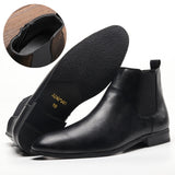 Men Chelsea Boots Style Ankle Boots Split Leather Upper Mart Lion Black 38 
