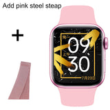 IWO Smart Watch Men's Women Bluetooth Call Sports Smartwatch X8max Heart Rate Sleep Monitor Fitness Tracker For Huawei Iphone Mart Lion Pink add pink steel China 