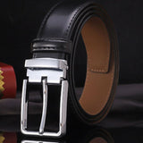 Men's Pin Buckle Leather Texture Luxury Brand Design Belt Loop Simple Casual Trend Youth Pants Belt Mart Lion   