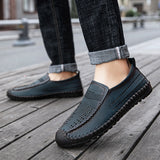 Men's Sneakers Classic Leather Shoes Summer Style Mesh Flats Loafer Creepers Casual High-End Mart Lion   