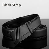 Men's Leather Belt Metal Automatic Belts for Men's Work Black Cow skin PU Mart Lion A4 BlackStrap 100cm 