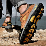 Leather Hiking Shoes Autumn Wear-resistant Outdoor Sport Men's Lace-Up Climbing Trekking Hunting Sneakers Mart Lion   