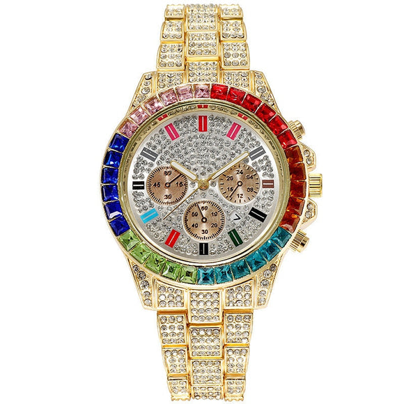 Casual Women Watches Rhinestone Stainless steel Quartz Watch Men Wristwatch reloj mujer Mart Lion Gold  